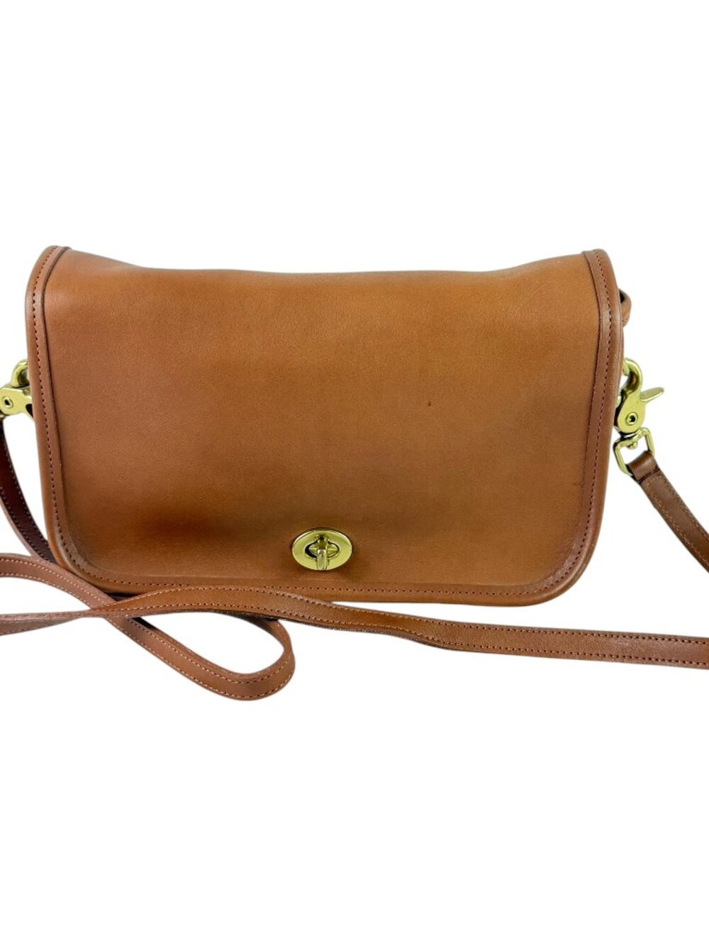 COACH 9755 British Tan Leather Turn Lock Penny Pocket Made in The United States